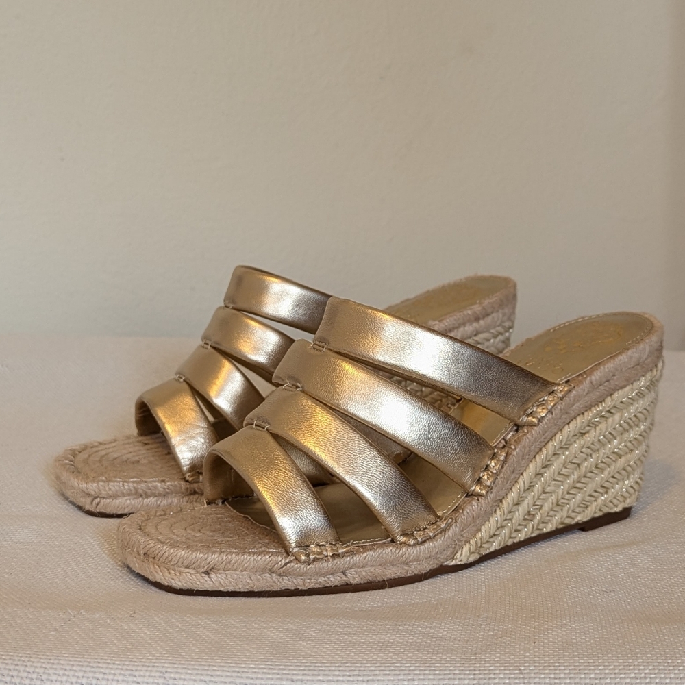 Vince Camuto Metallic Gold Espadrille Slide Sandals - Picture 5 of 9